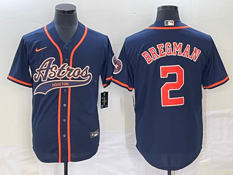 Men's Houston Astros Alex Bregman #2 Navy Jersey Joint Edition